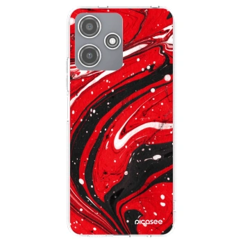 Picasee Xiaomi Redmi 12 5G Hülle - Transparentes Silikon - Red black