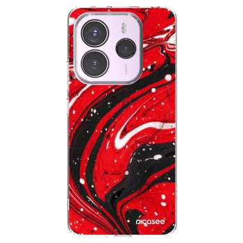 Picasee Xiaomi Redmi Note 14 5G Hülle - Transparentes Silikon - Red black