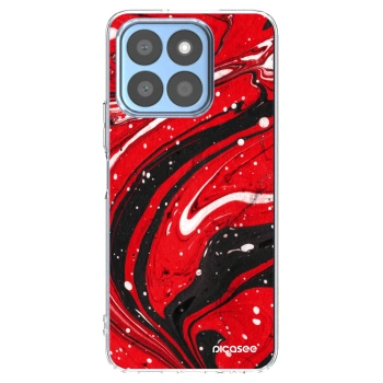 Picasee Honor X8c Hülle - Transparentes Silikon - Red black