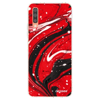 Picasee Samsung Galaxy A70 A705F Hülle - Transparentes Silikon - Red black