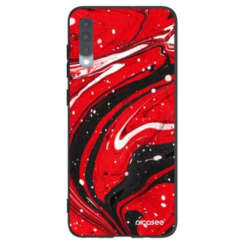 Picasee Samsung Galaxy A70 A705F Hülle - Schwarzes Silikon - Red black