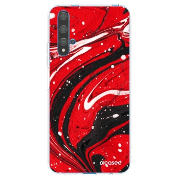 Picasee Huawei Nova 5T Hülle - Transparentes Silikon - Red black