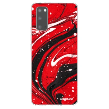 Picasee Samsung Galaxy S20 G980F Hülle - Transparentes Silikon - Red black