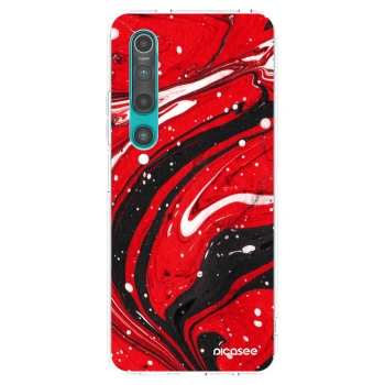 Picasee Xiaomi Mi 10 Hülle - Transparentes Silikon - Red black