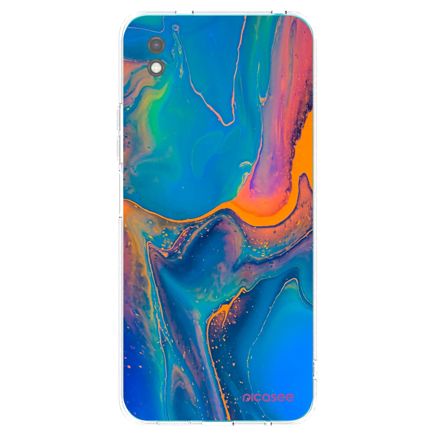 Picasee Xiaomi Redmi 9A Hülle - Schwarzes Silikon - Rainbow
