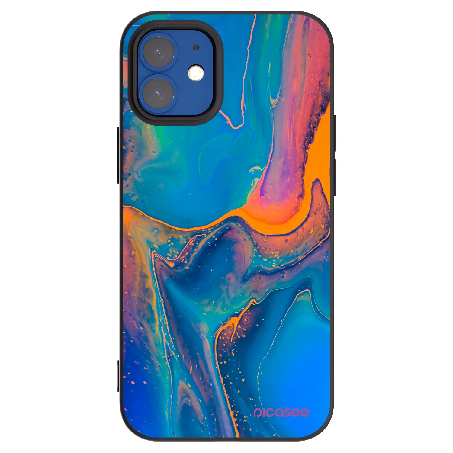 Picasee Apple iPhone 12 mini Hülle - Schwarzes Silikon - Rainbow