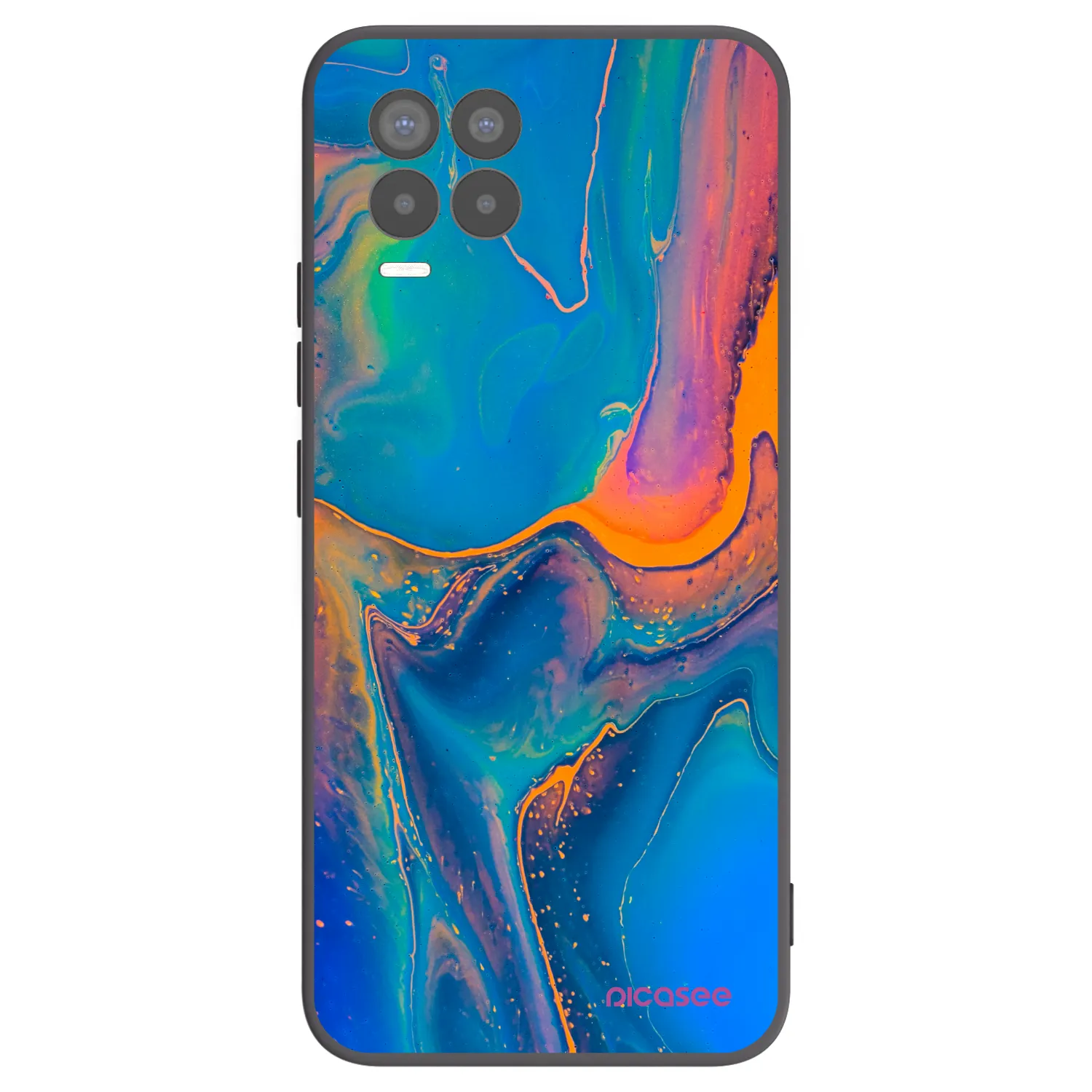Picasee Realme 8 4G Hülle - Schwarzes Silikon - Rainbow
