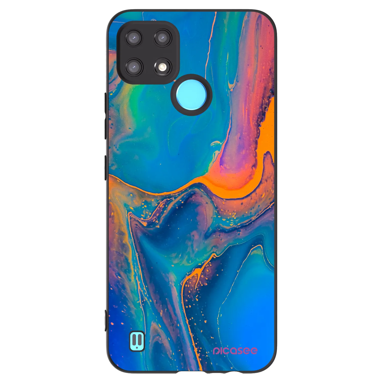 Picasee Realme C21 Hülle - Schwarzes Silikon - Rainbow
