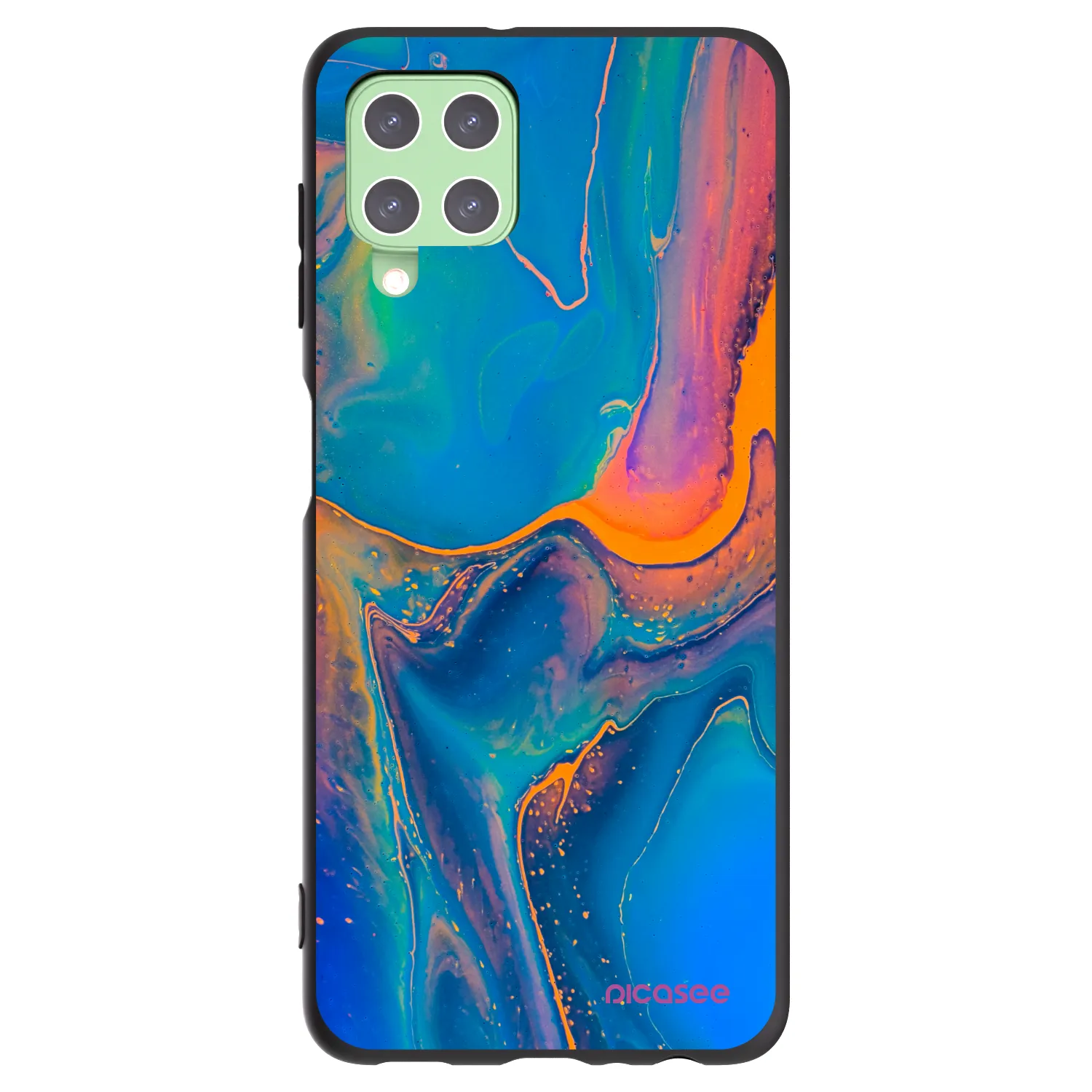 Picasee Samsung Galaxy A22 A225F 4G Hülle - Schwarzes Silikon - Rainbow