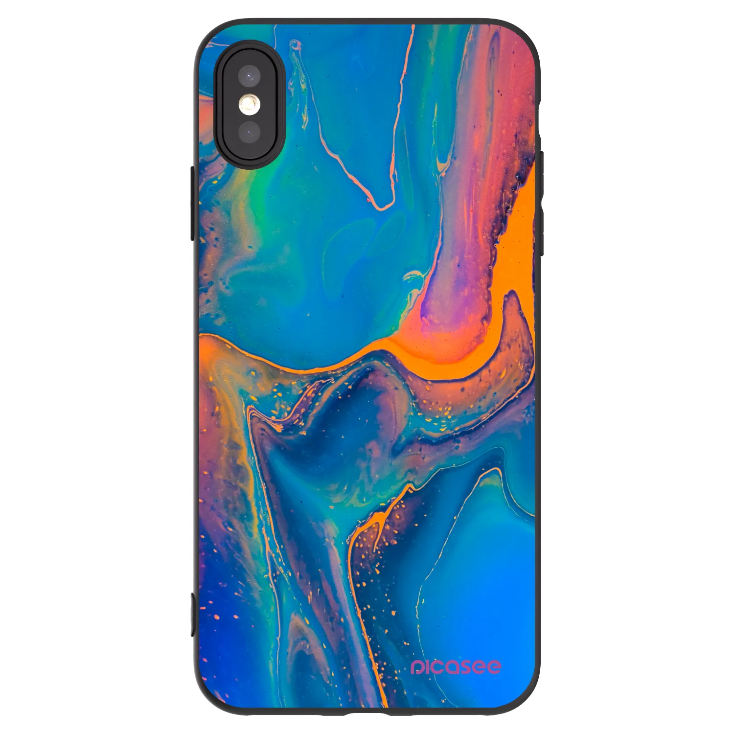 Picasee Apple iPhone XS Max Hülle - Schwarzes Silikon - Rainbow