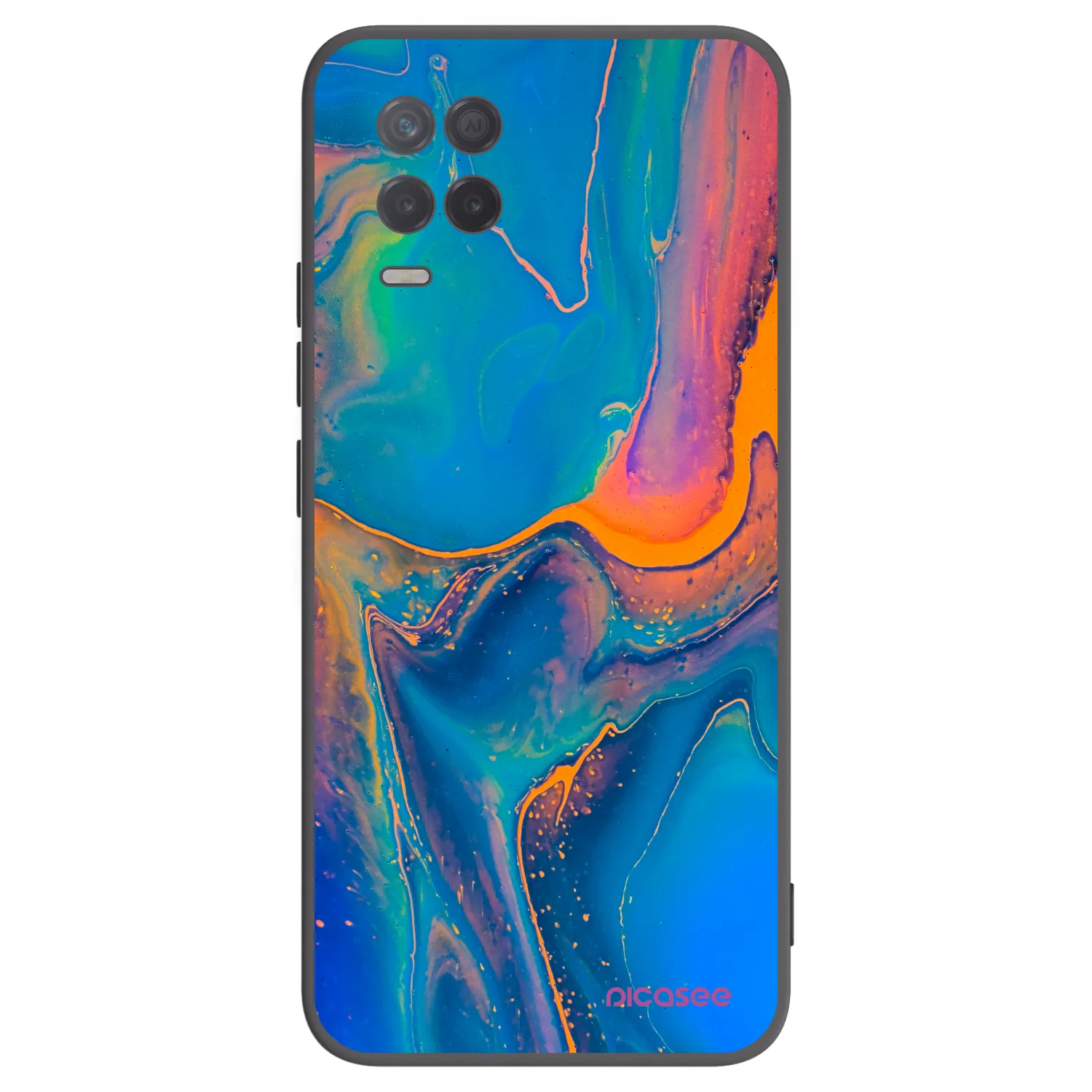 Picasee Realme 8 5G Hülle - Schwarzes Silikon - Rainbow