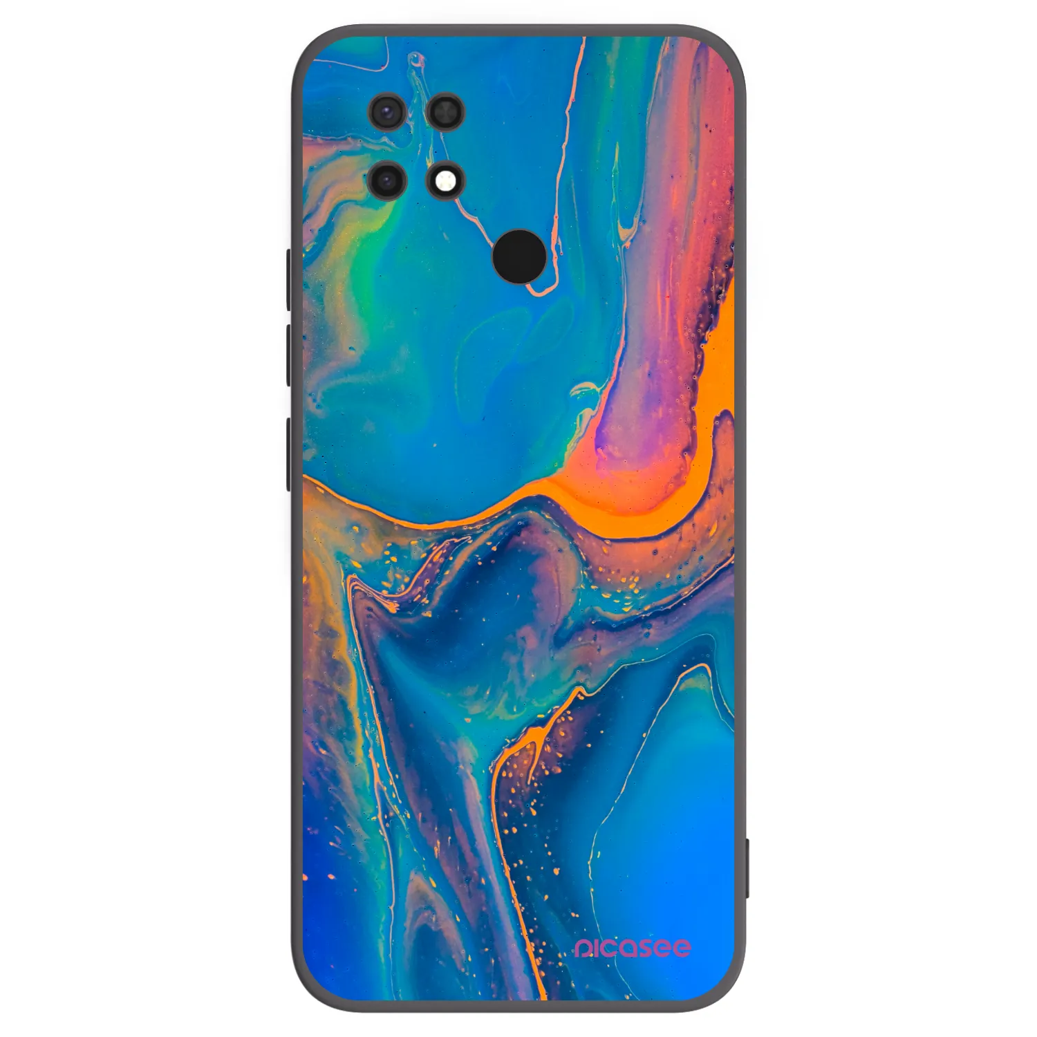 Picasee Xiaomi Redmi 10C Hülle - Schwarzes Silikon - Rainbow