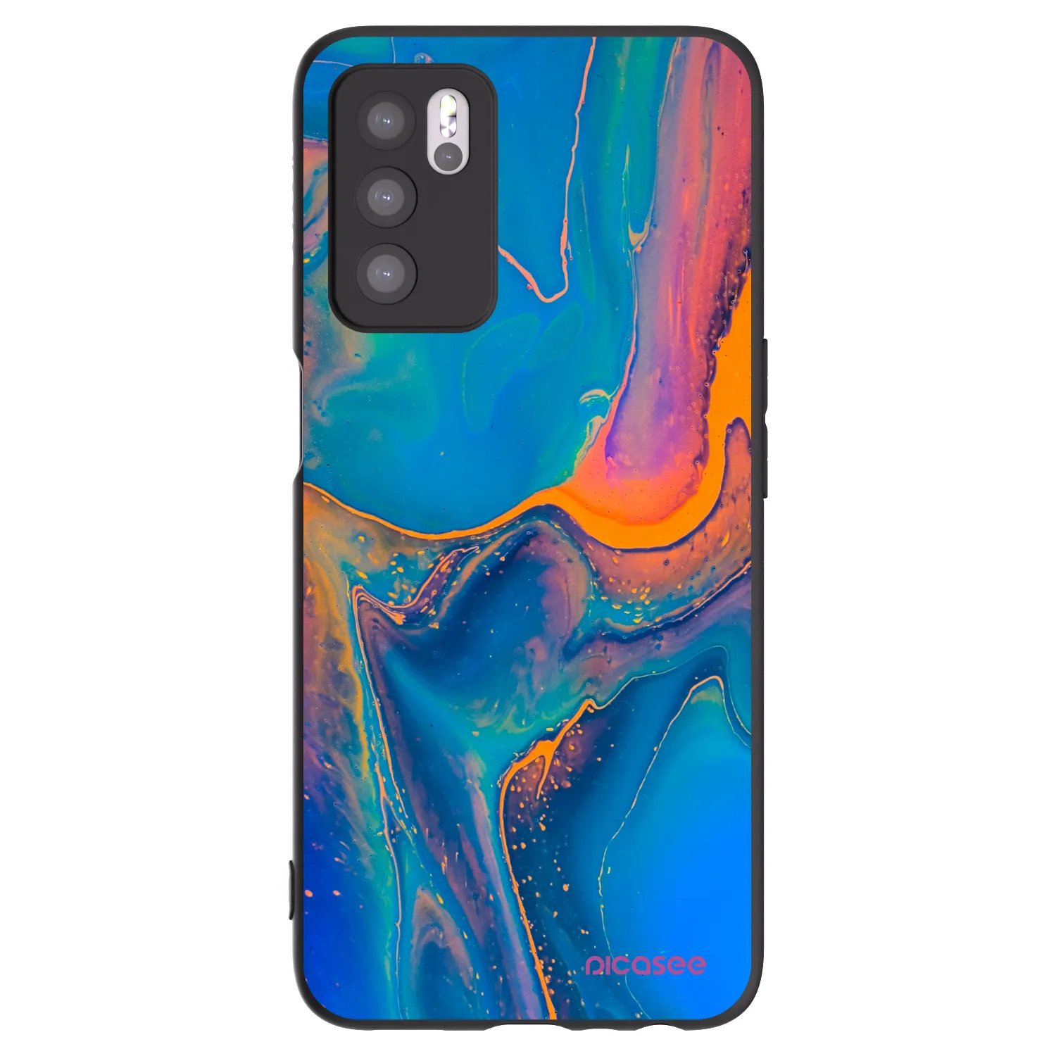 Picasee OPPO A16s Hülle - Schwarzes Silikon - Rainbow