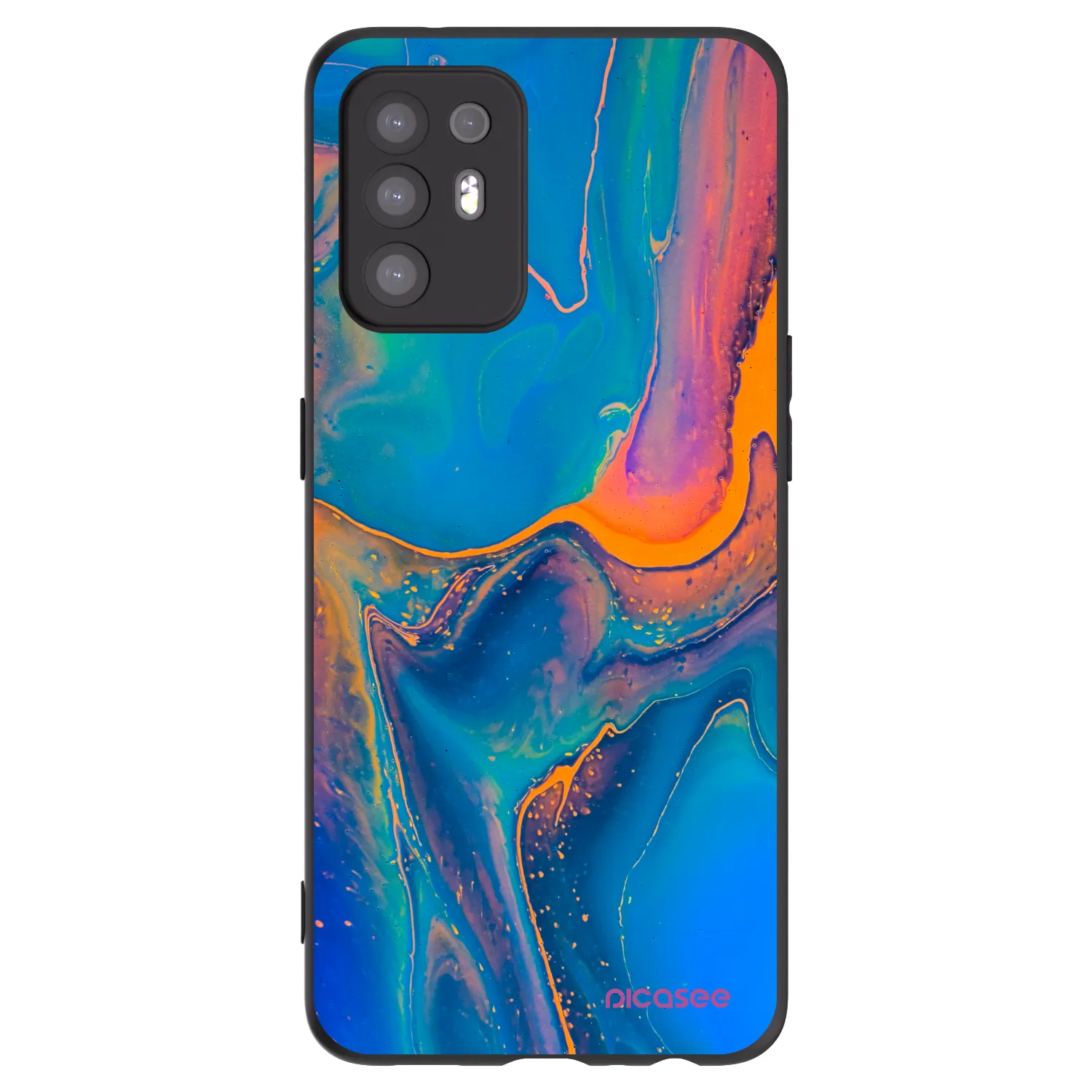 Picasee OPPO A94 5G Hülle - Schwarzes Silikon - Rainbow
