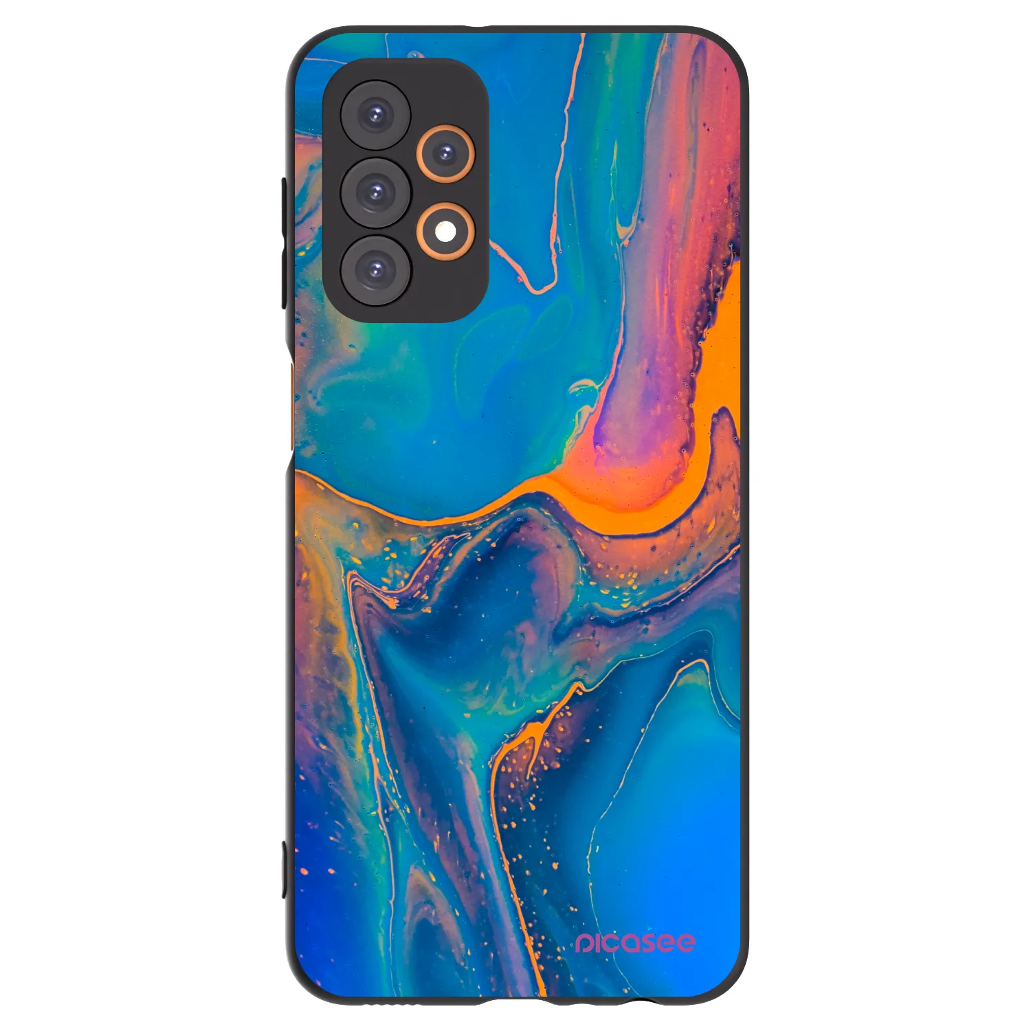 Picasee Samsung Galaxy A23 A235F 4G Hülle - Schwarzes Silikon - Rainbow