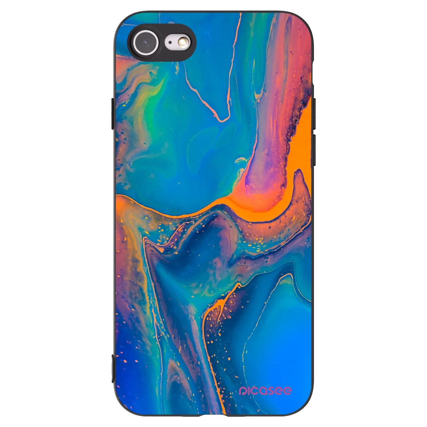 Picasee Apple iPhone 8 Hülle - Schwarzes Silikon - Rainbow