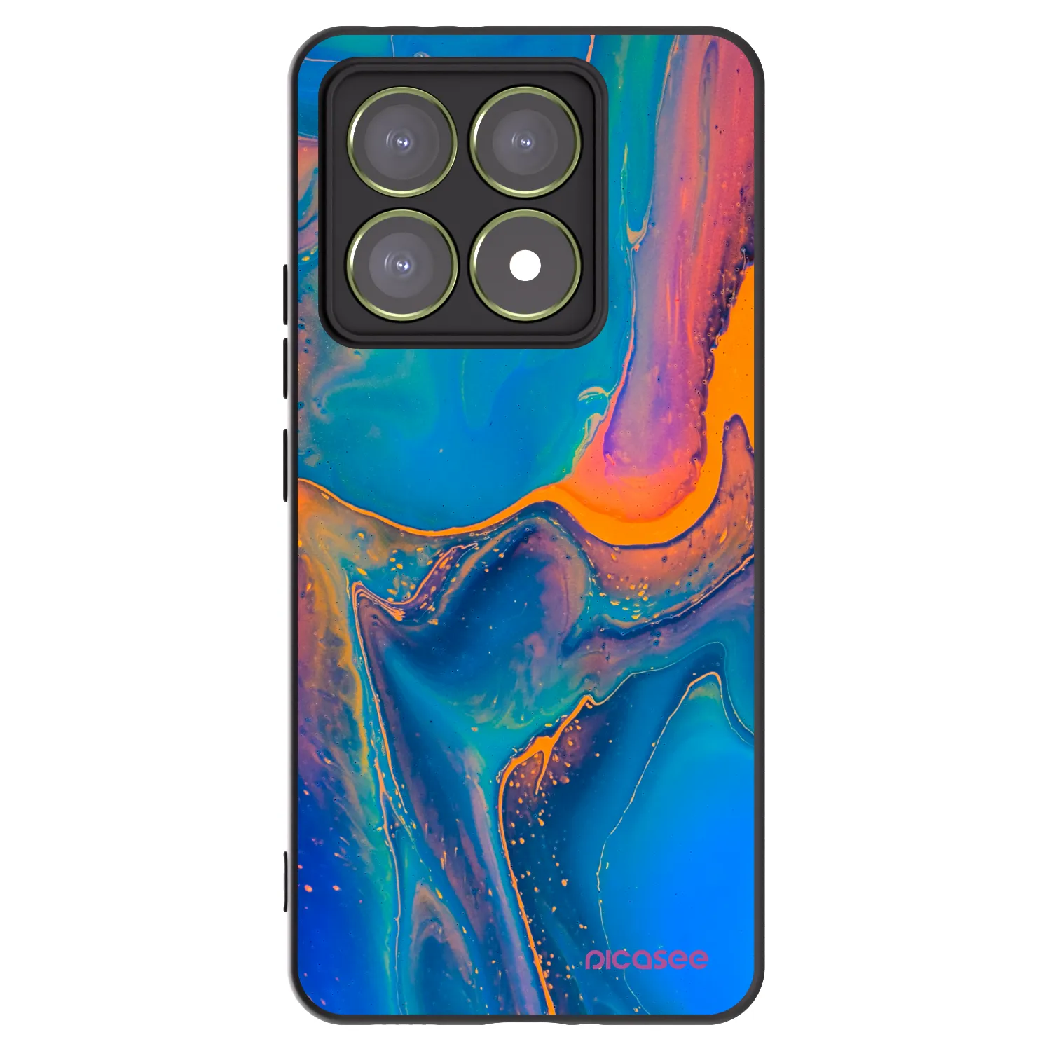 Picasee Xiaomi 14T Hülle - Schwarzes Silikon - Rainbow