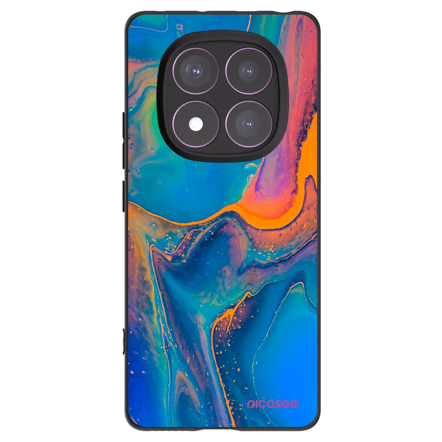 Picasee Xiaomi Redmi Note 14 Pro 4G Hülle - Schwarzes Silikon - Rainbow