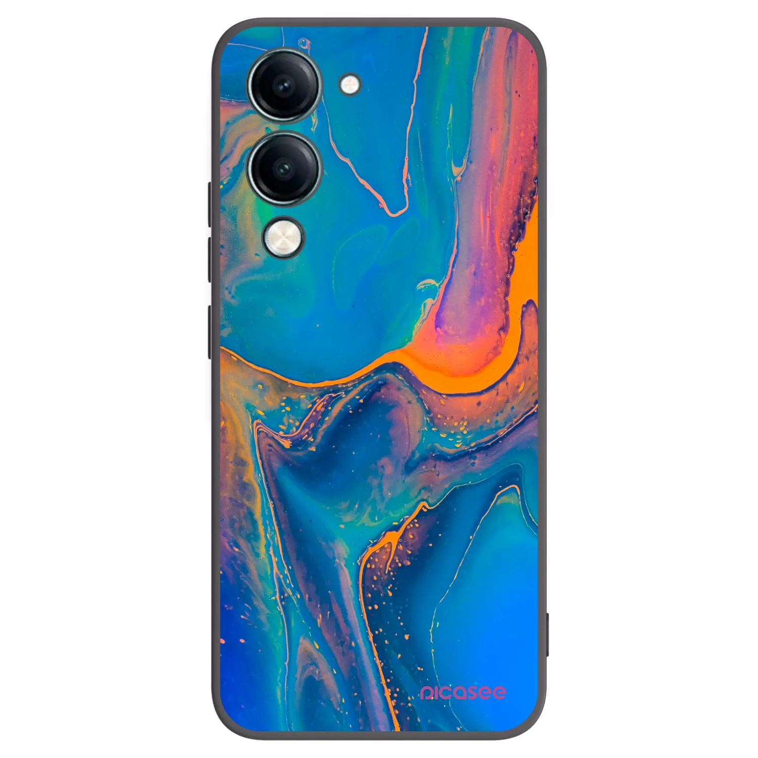 Picasee Vivo Y29s 5G Hülle - Schwarzes Silikon - Rainbow