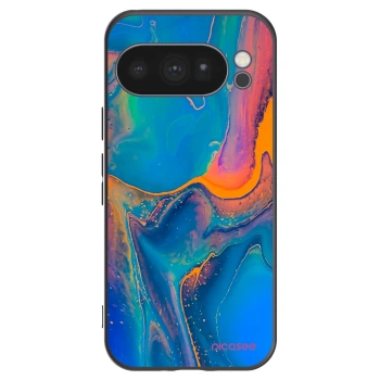 Picasee Google Pixel 10 Pro Hülle - Schwarzes Silikon - Rainbow