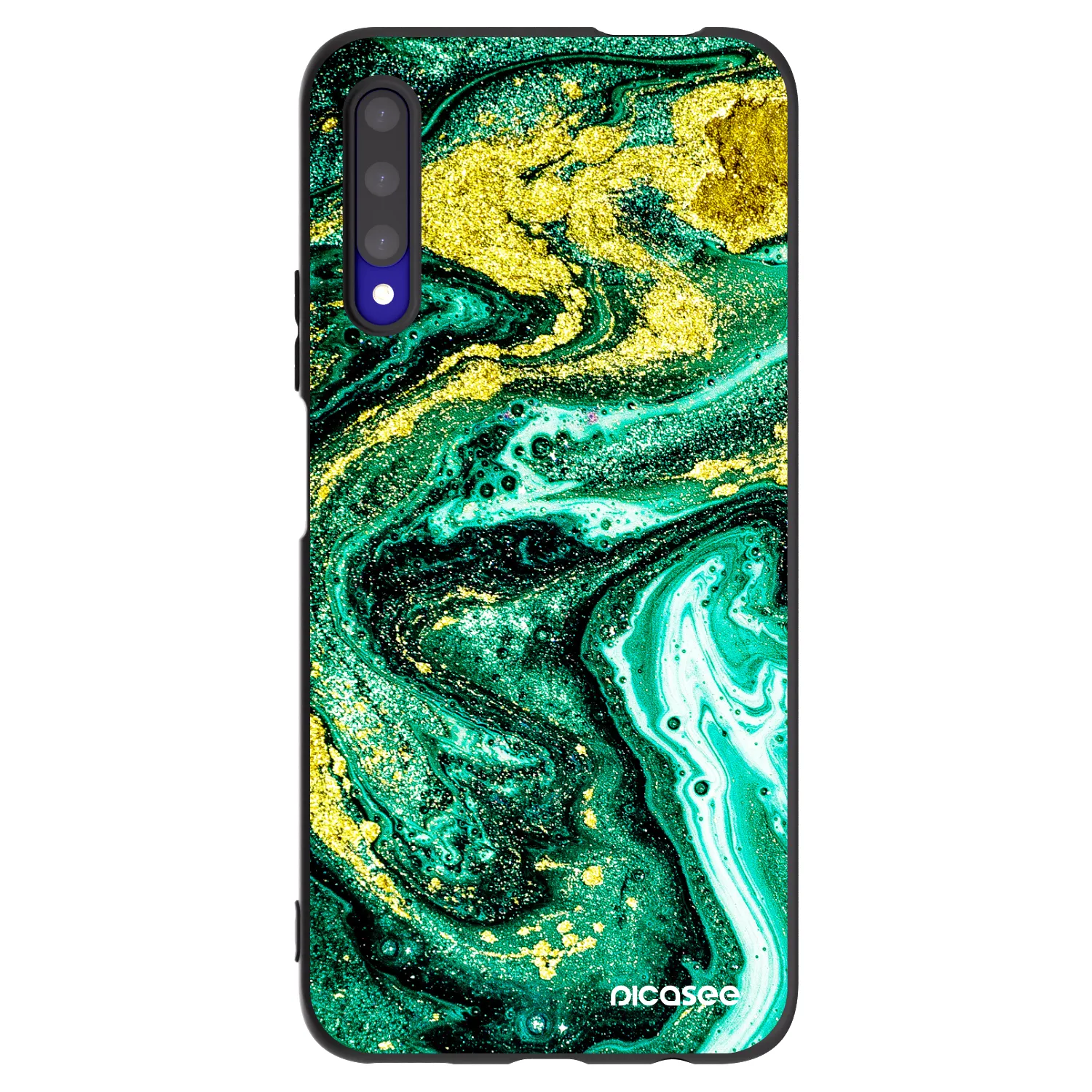 Picasee Honor 9X Pro Hülle - Schwarzes Silikon - Green Gold