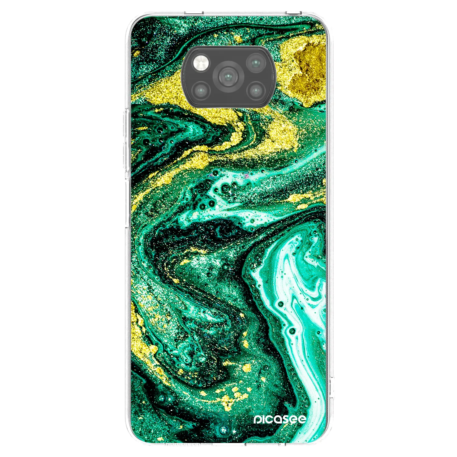 Picasee Xiaomi Poco X3 Hülle - Schwarzes Silikon - Green Gold
