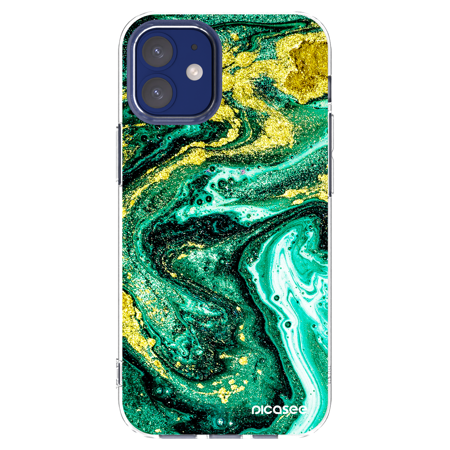 Picasee Apple iPhone 12 mini Hülle - Transparentes Silikon - Green Gold