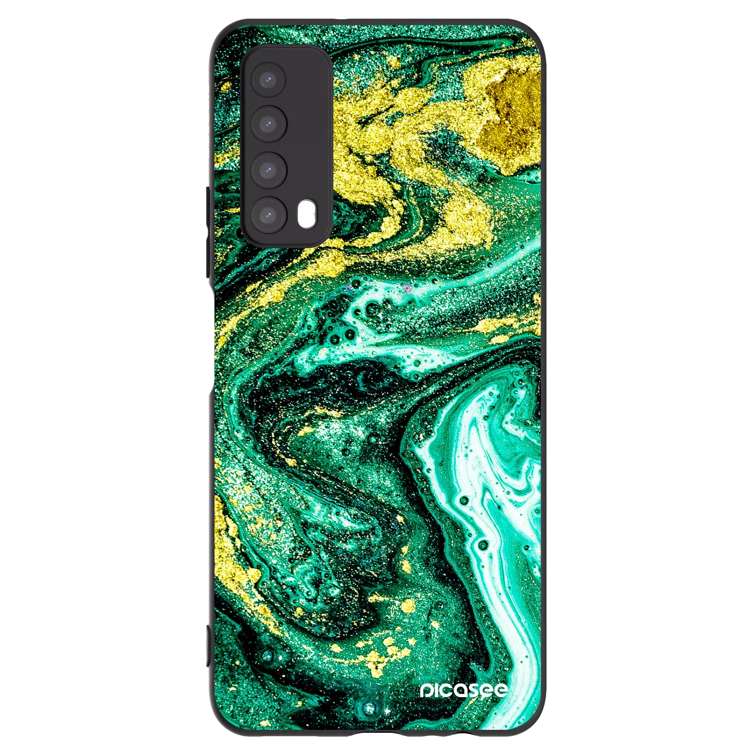 Picasee Huawei P Smart 2021 Hülle - Schwarzes Silikon - Green Gold