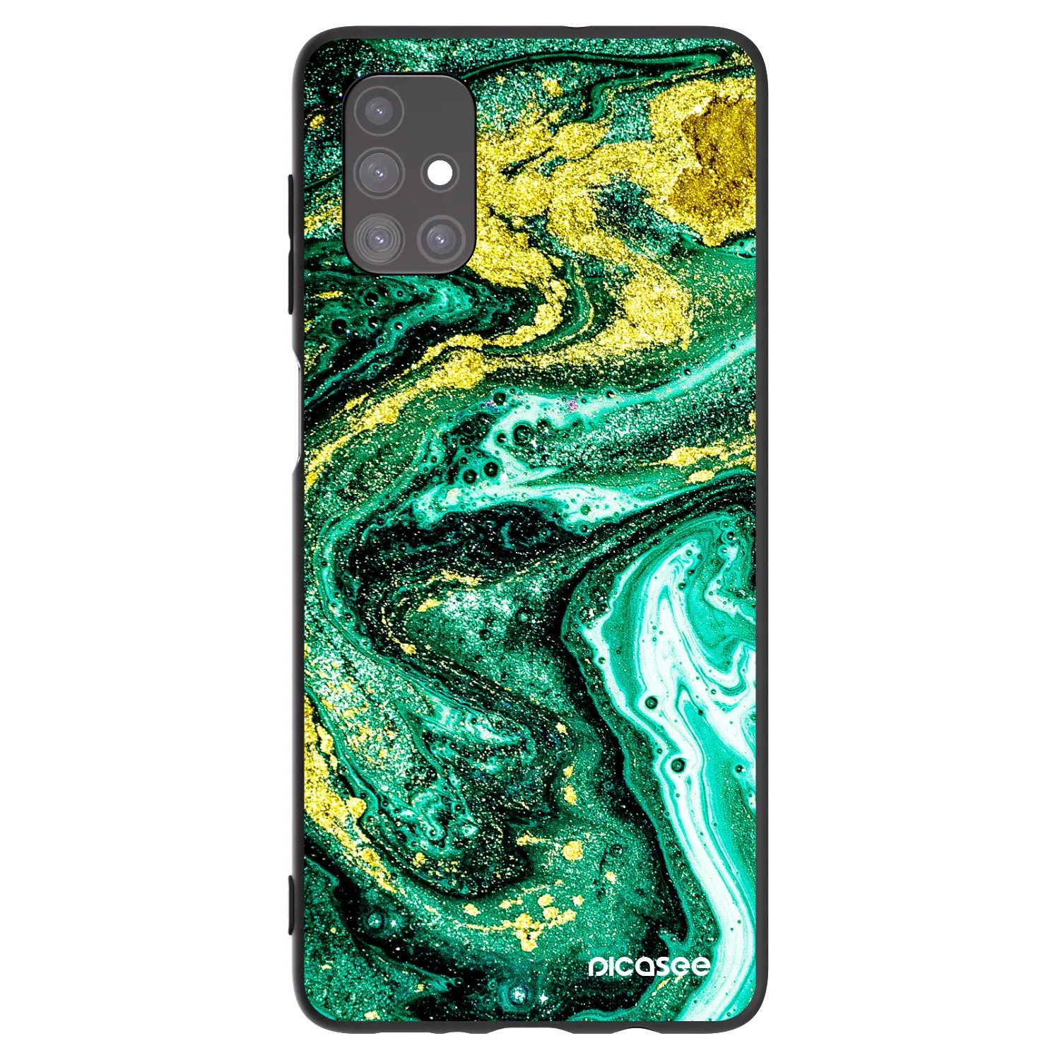 Picasee Samsung Galaxy M51 M515F Hülle - Schwarzes Silikon - Green Gold