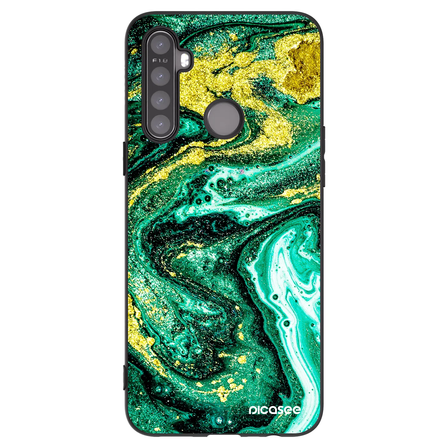 Picasee Realme 6i Hülle - Schwarzes Silikon - Green Gold