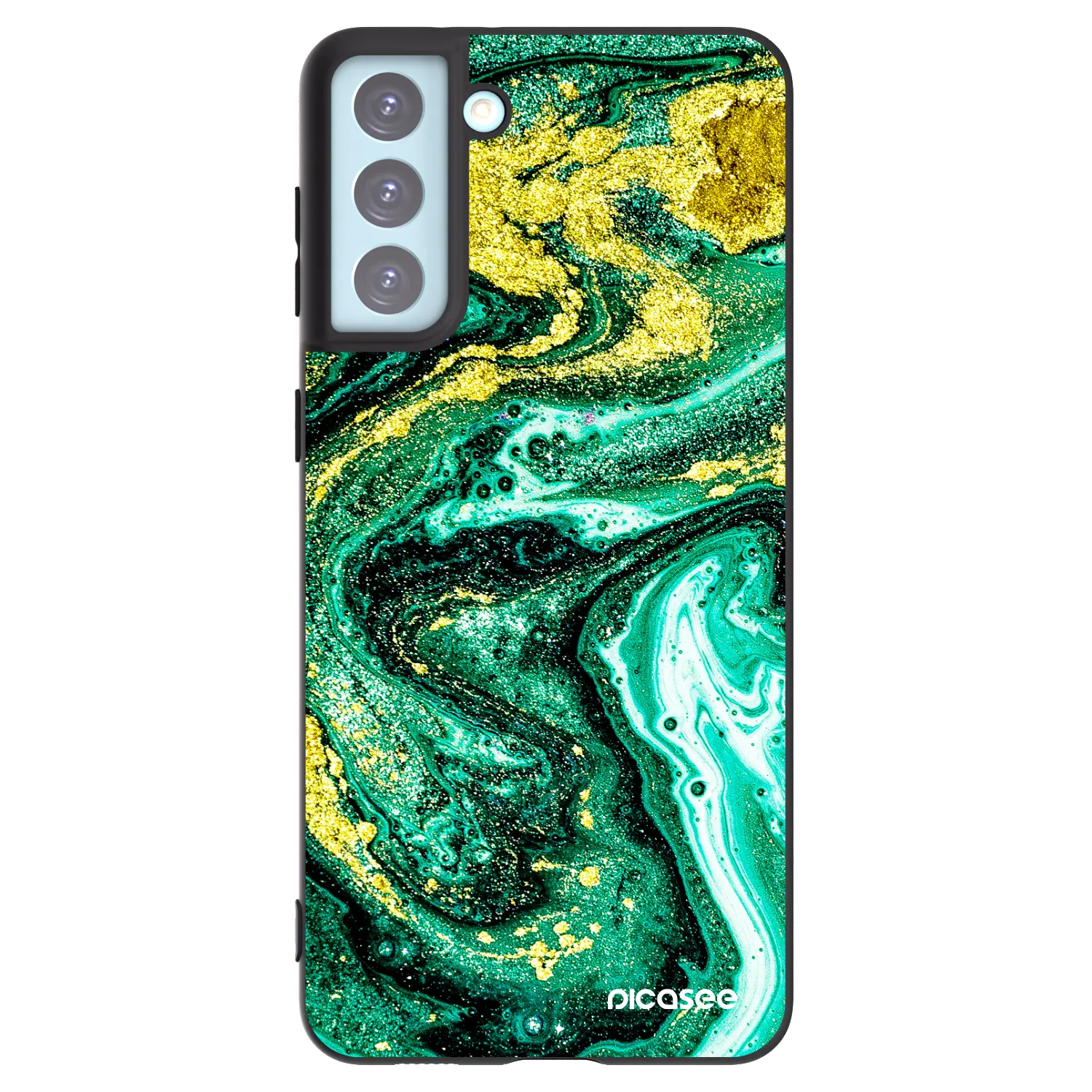 Picasee Samsung Galaxy S21+ 5G G996F Hülle - Schwarzes Silikon - Green Gold