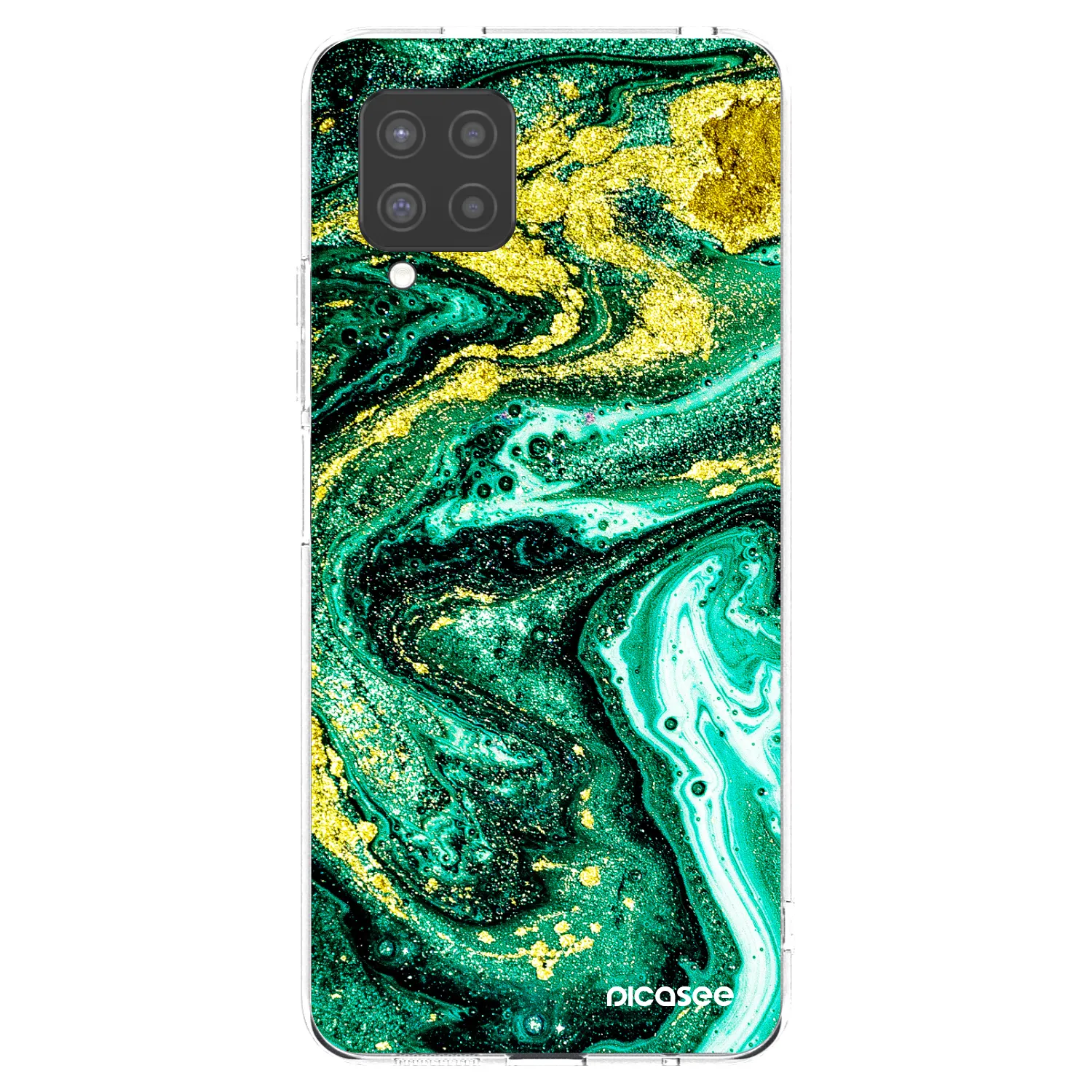 Picasee Samsung Galaxy A42 A426B Hülle - Transparentes Silikon - Green Gold