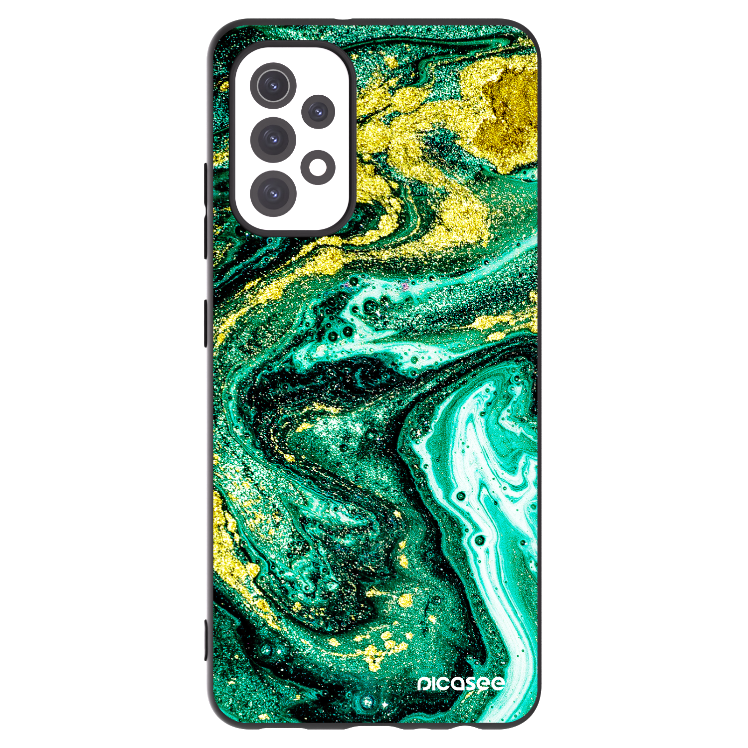 Picasee Samsung Galaxy A32 5G A326B Hülle - Schwarzes Silikon - Green Gold