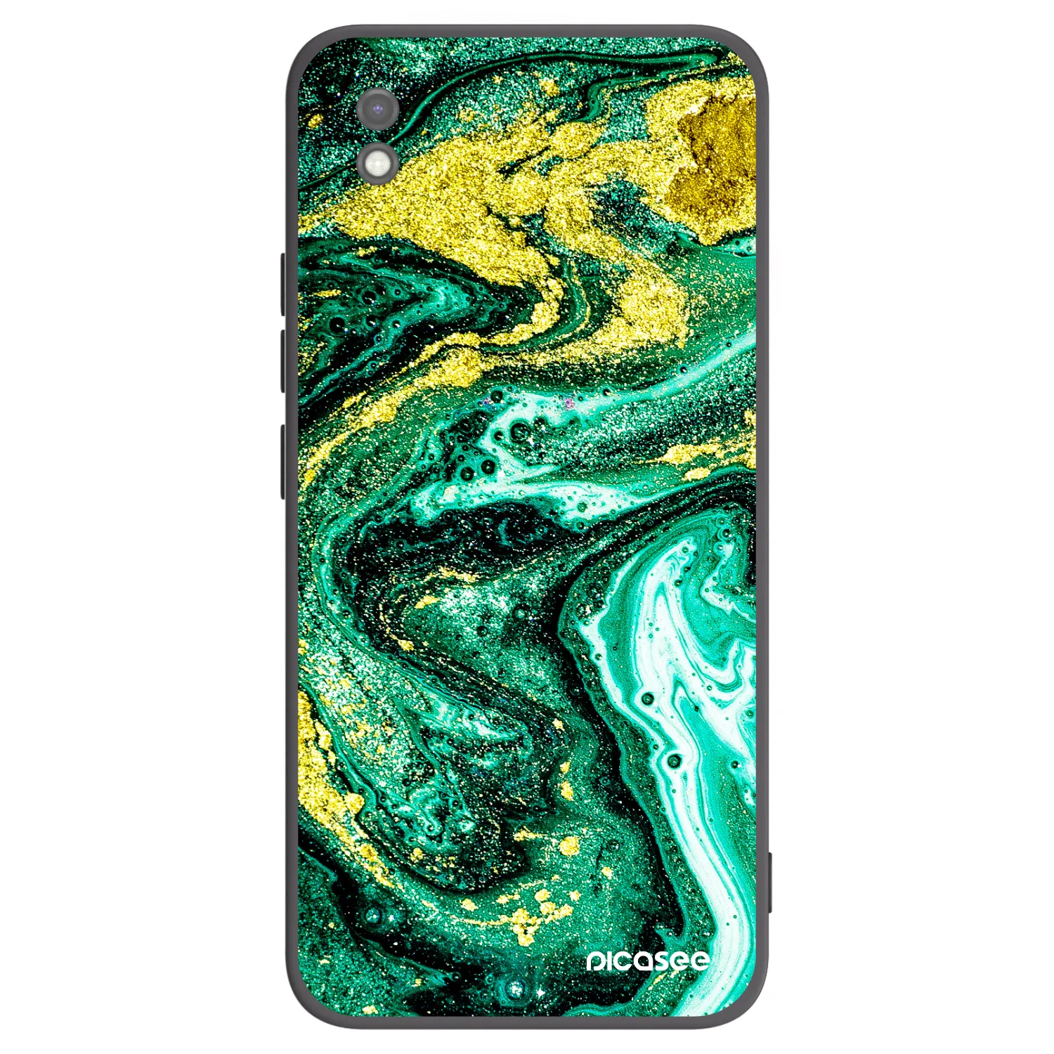 Picasee Xiaomi Redmi 9AT Hülle - Schwarzes Silikon - Green Gold