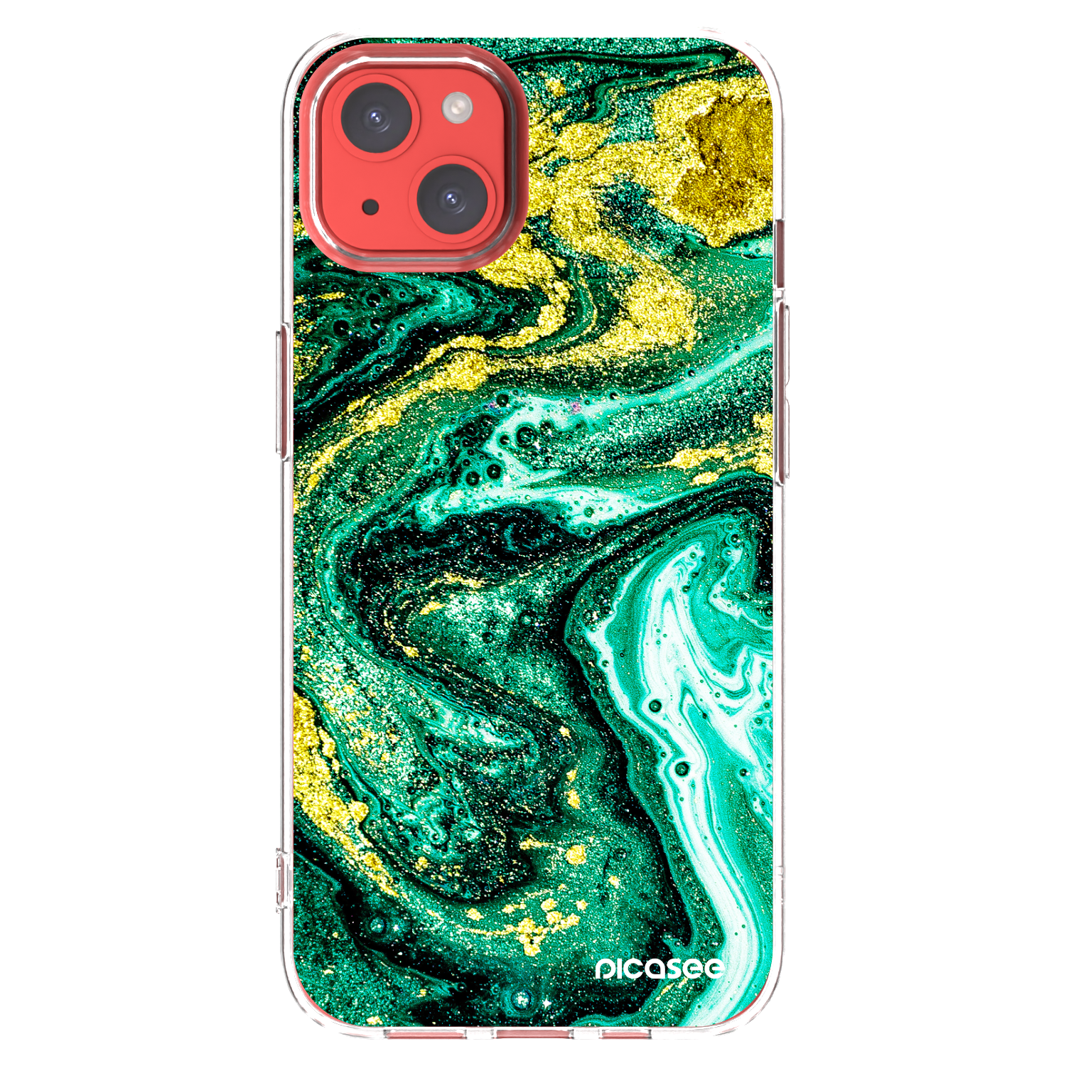 Picasee Apple iPhone 13 Hülle - Transparentes Silikon - Green Gold