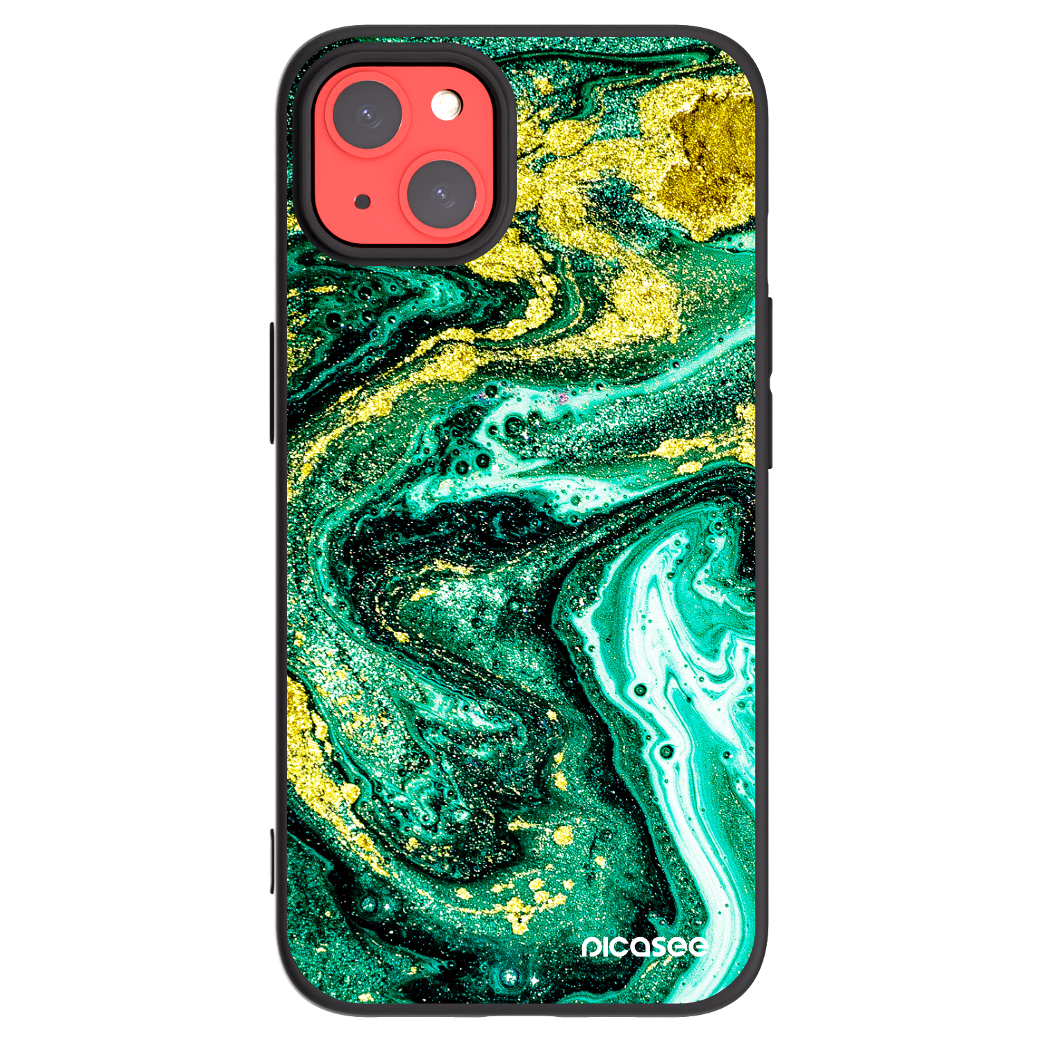 Picasee Apple iPhone 13 Hülle - Schwarzes Silikon - Green Gold