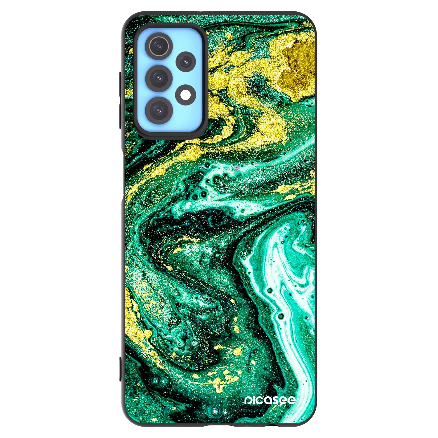 Picasee Samsung Galaxy A32 4G SM-A325F Hülle - Schwarzes Silikon - Green Gold