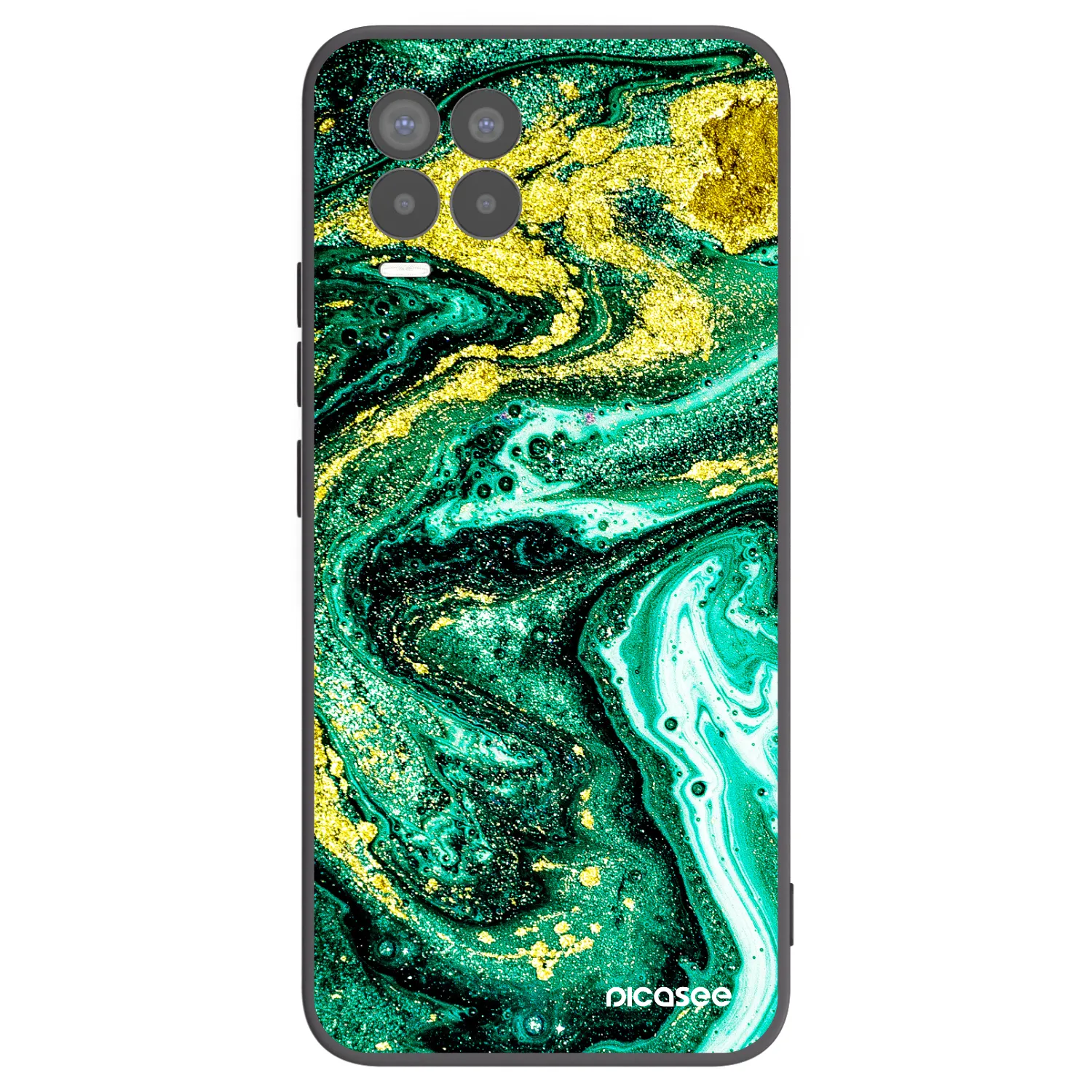 Picasee Realme 8 Pro Hülle - Schwarzes Silikon - Green Gold