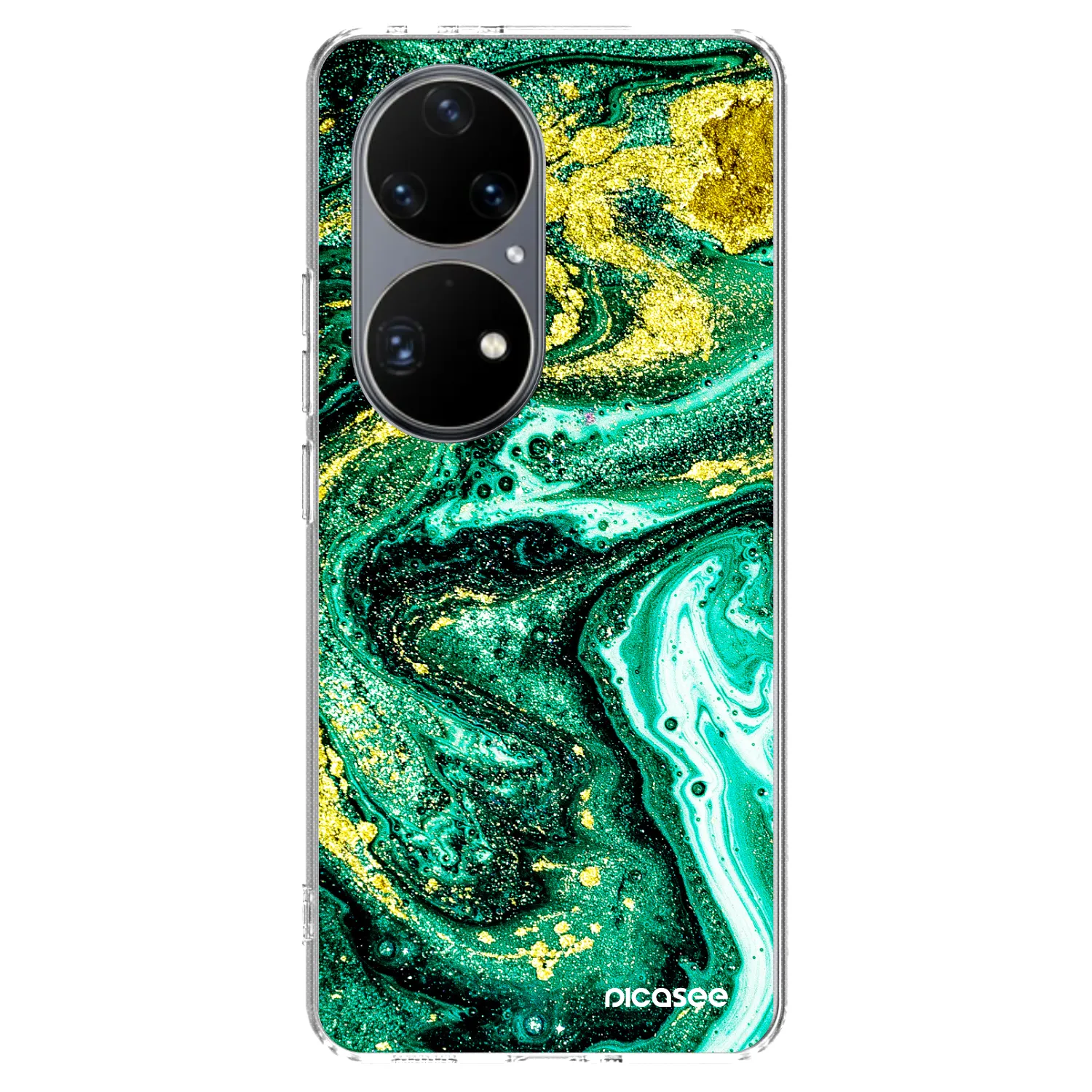 Picasee Huawei P50 Hülle - Transparentes Silikon - Green Gold