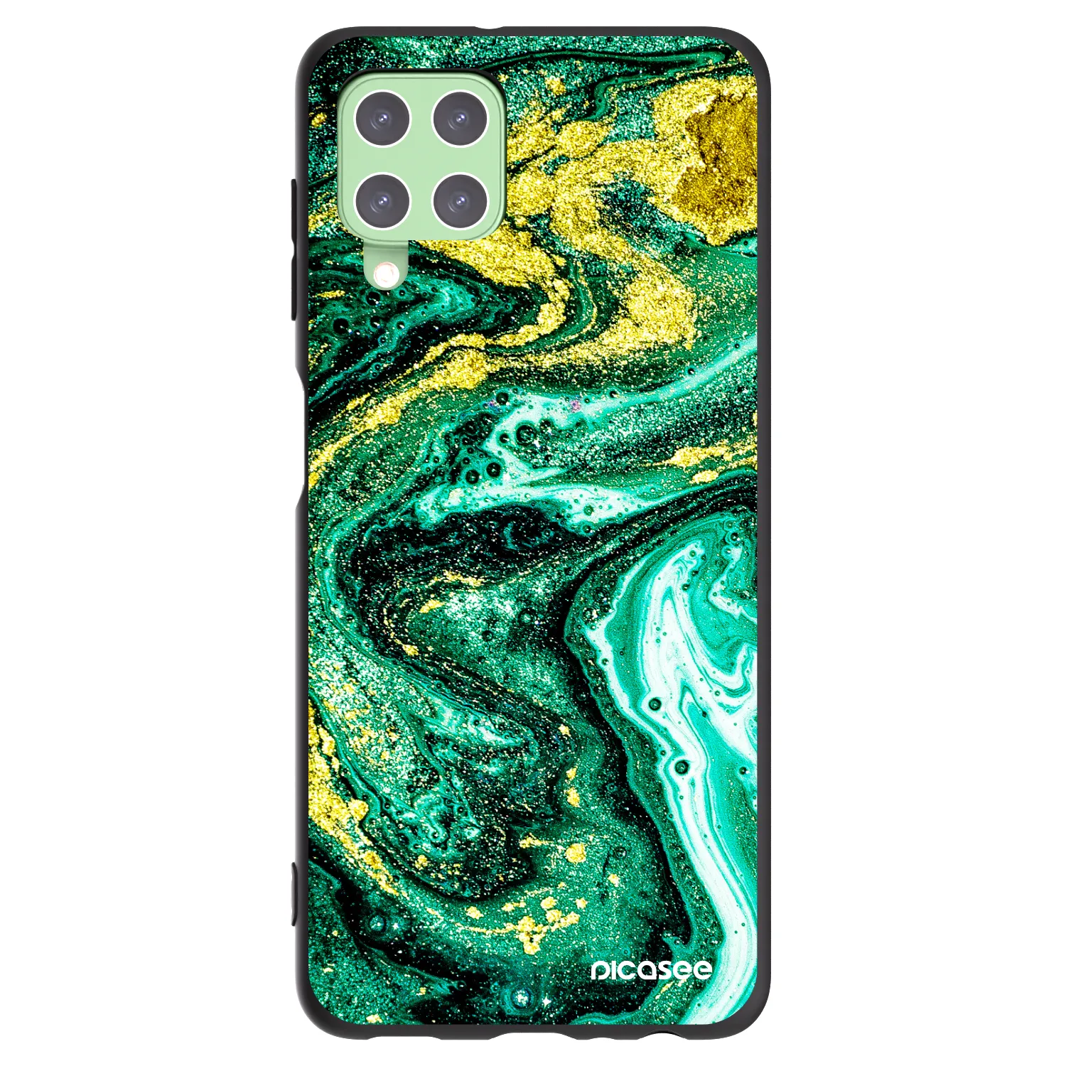 Picasee Samsung Galaxy A22 A225F 4G Hülle - Schwarzes Silikon - Green Gold