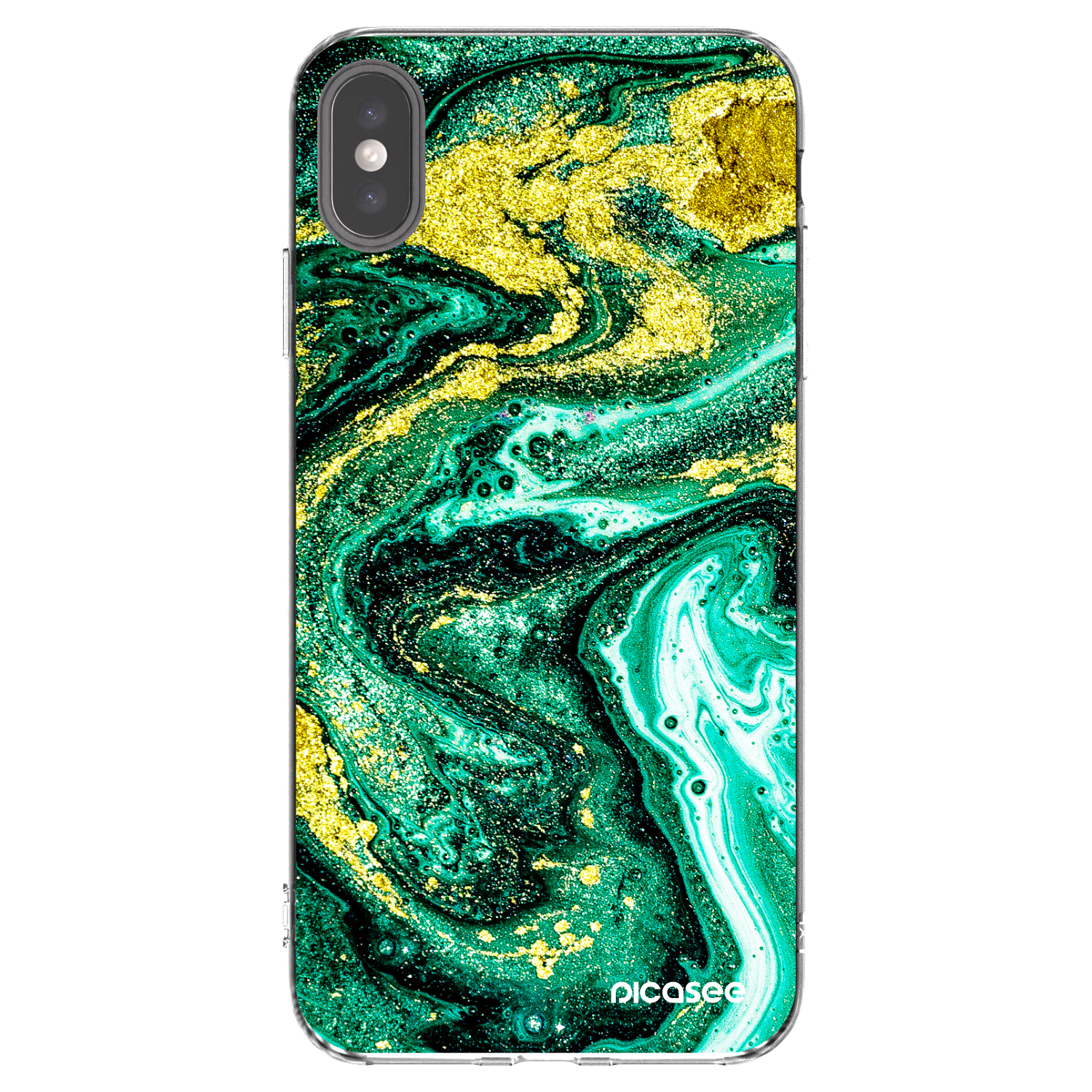 Picasee Apple iPhone XS Max Hülle - Transparentes Silikon - Green Gold