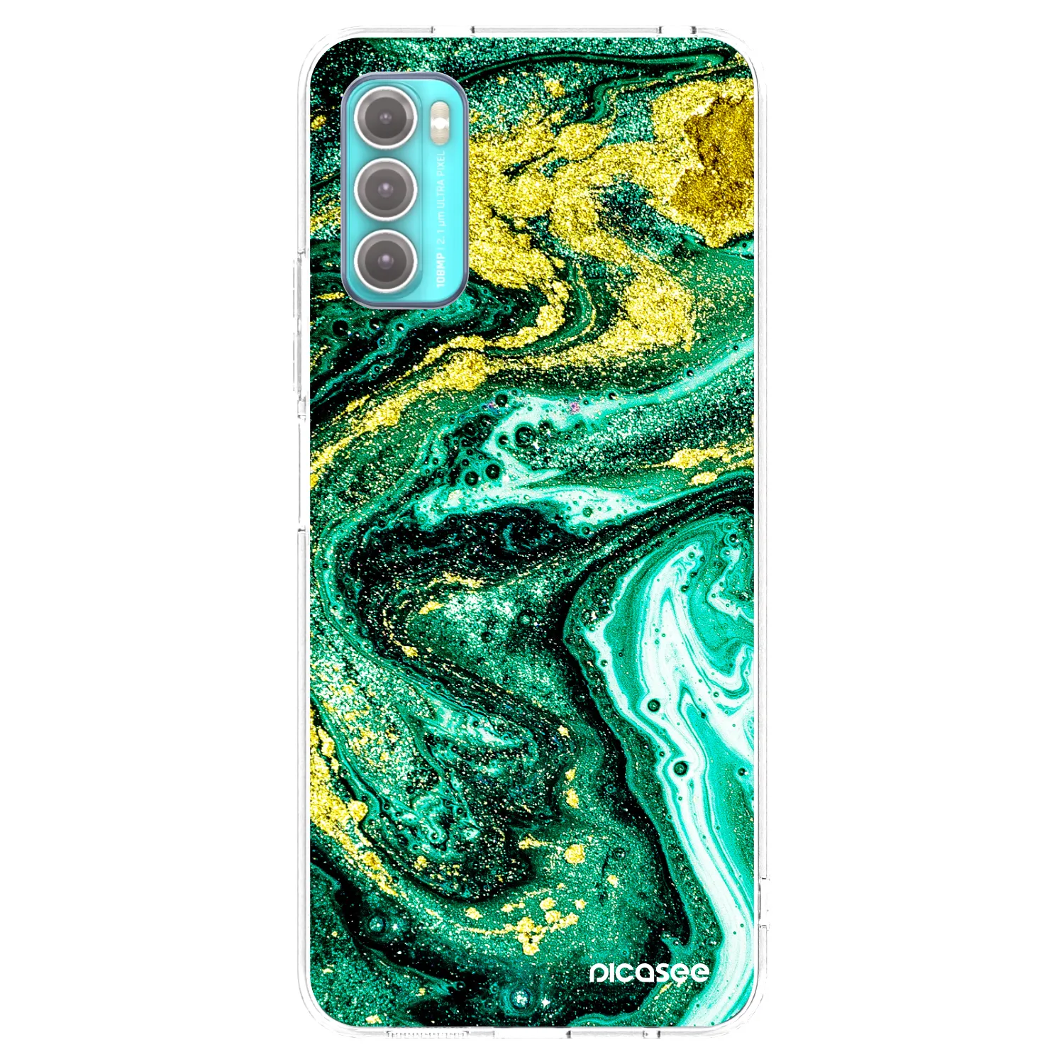 Picasee Motorola Moto G60 Hülle - Transparentes Silikon - Green Gold