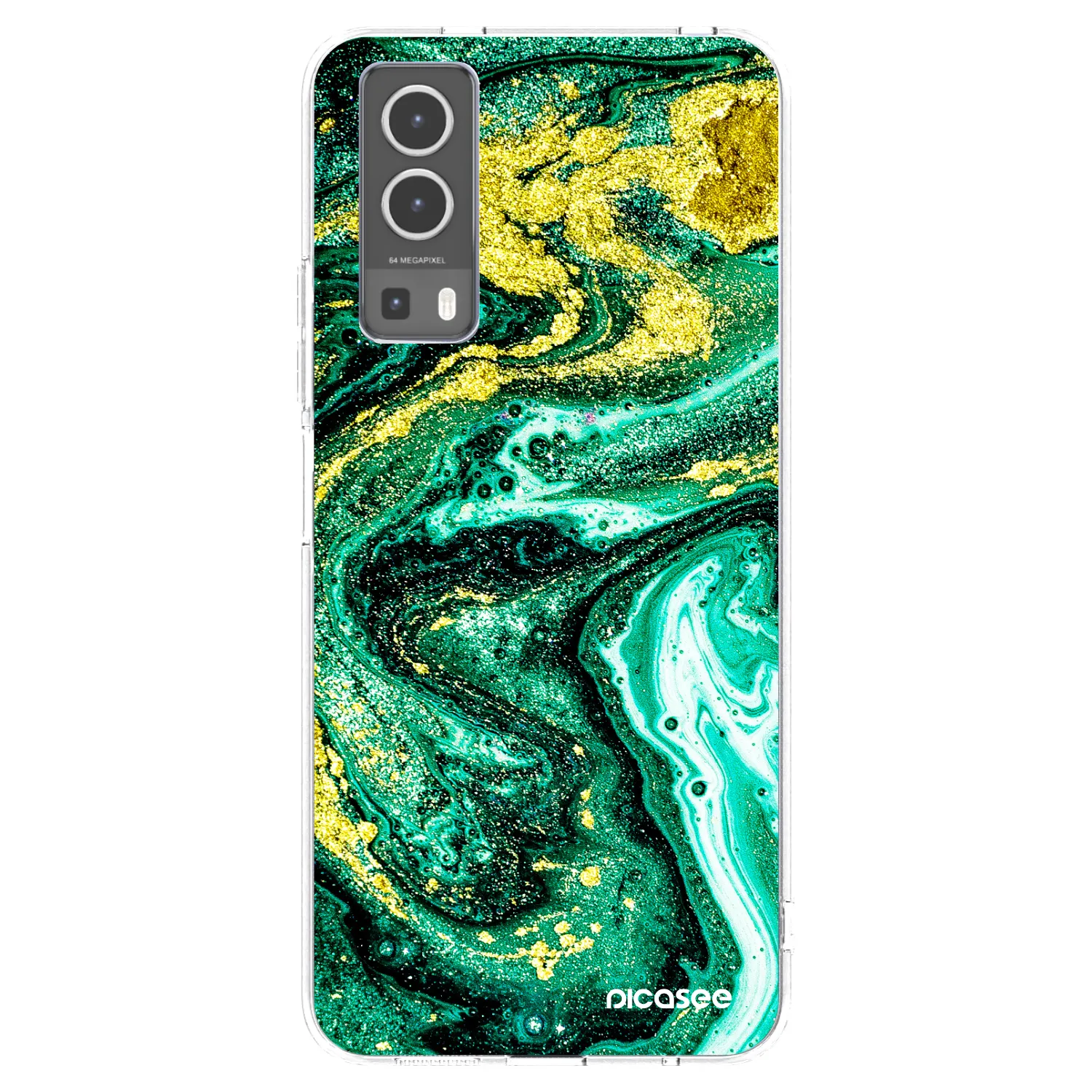 Picasee Vivo Y72 5G Hülle - Transparentes Silikon - Green Gold