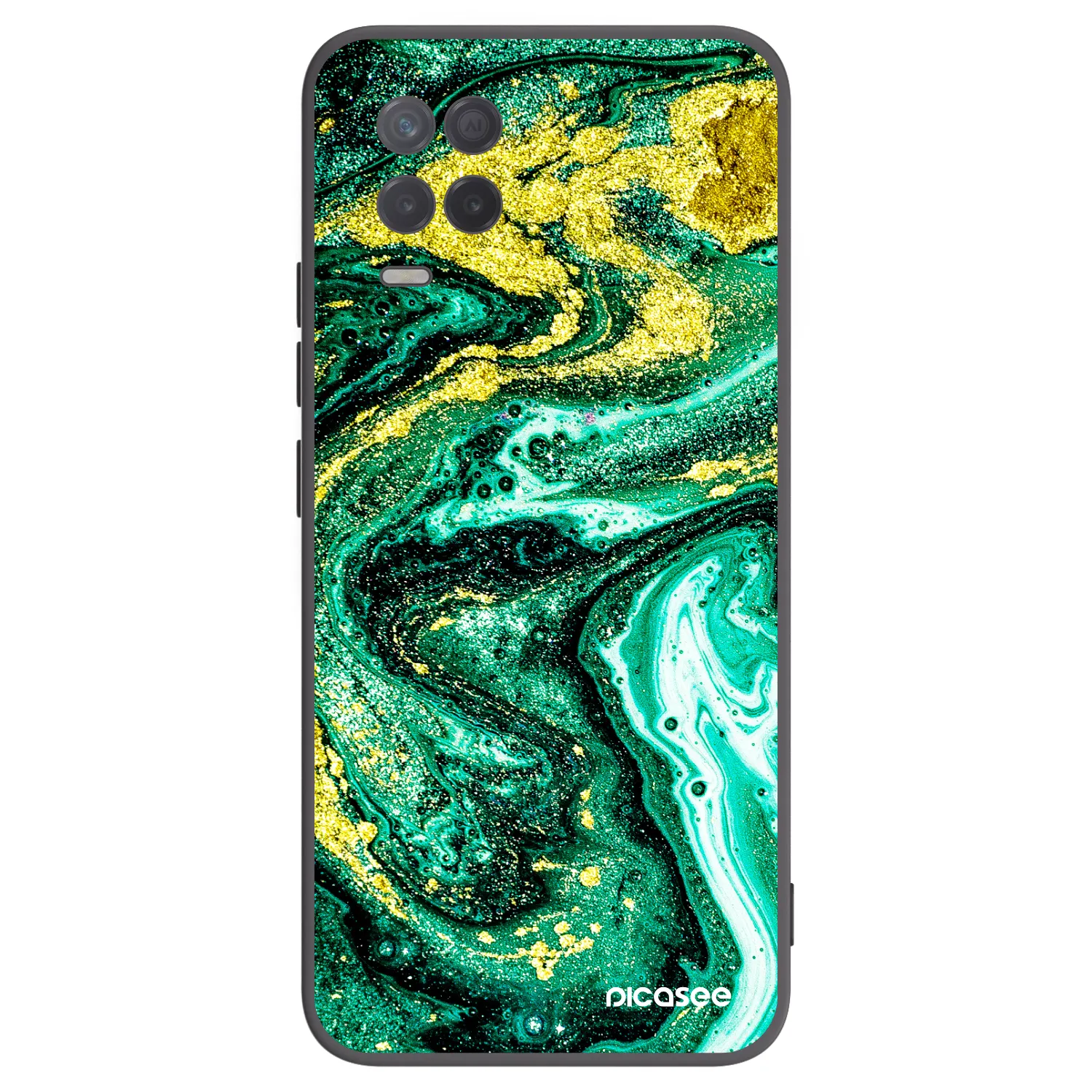 Picasee Realme 8 5G Hülle - Schwarzes Silikon - Green Gold