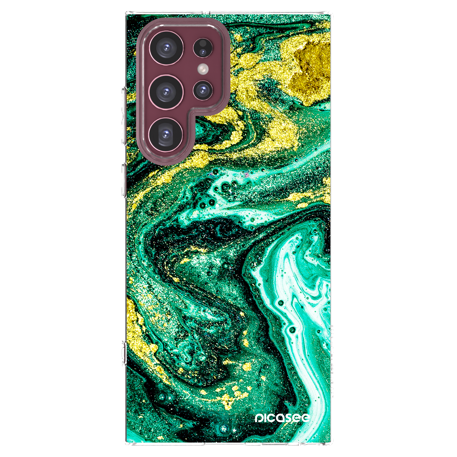 Picasee Samsung Galaxy S22 Ultra 5G Hülle - Transparentes Silikon - Green Gold