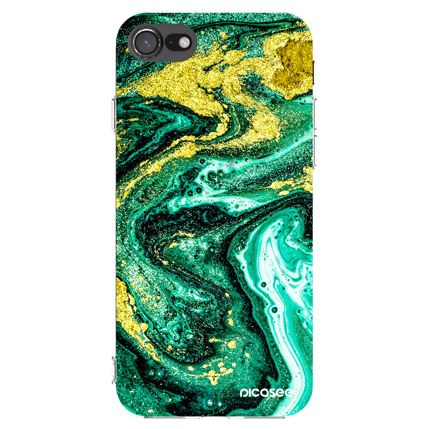 Picasee Apple iPhone SE 2022 Hülle - Transparentes Silikon - Green Gold