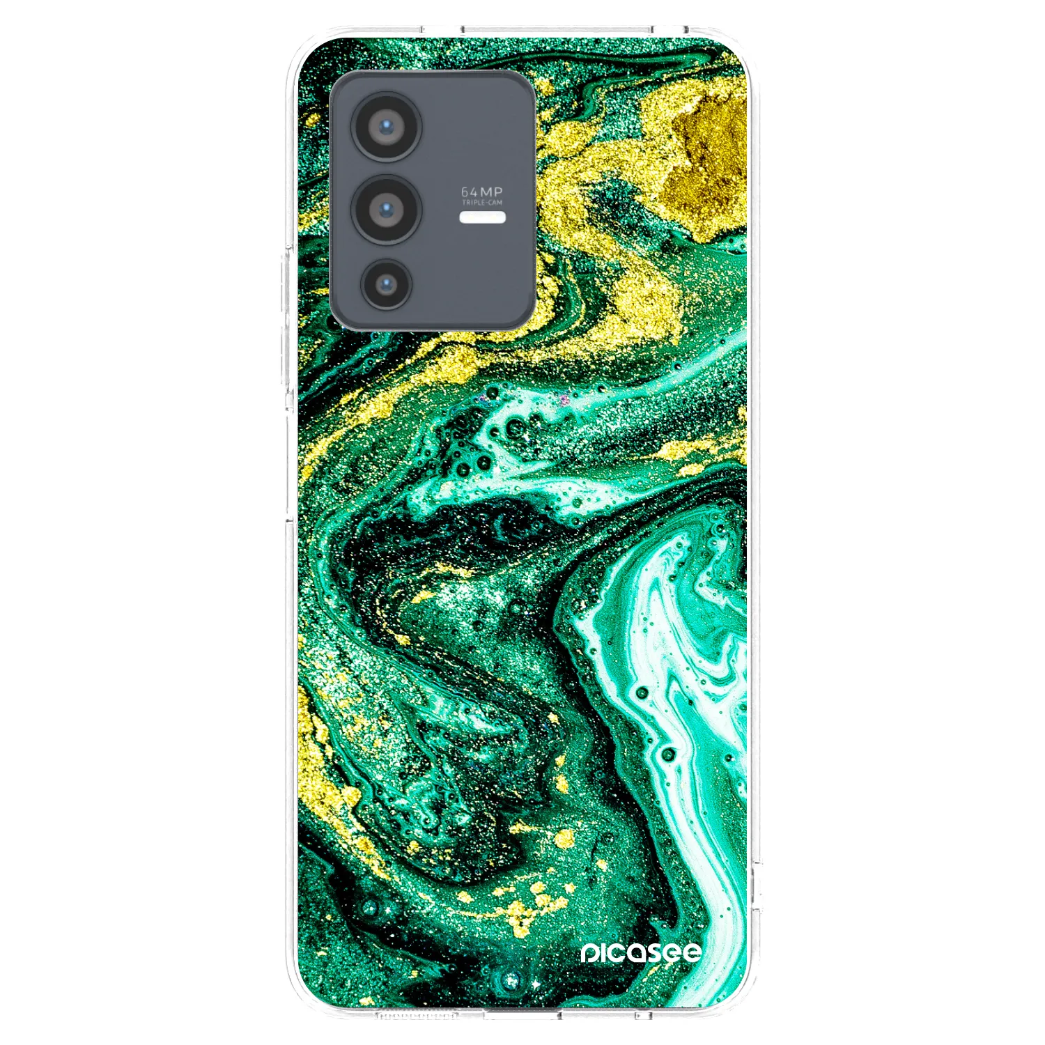 Picasee Vivo V23 5G Hülle - Transparentes Silikon - Green Gold