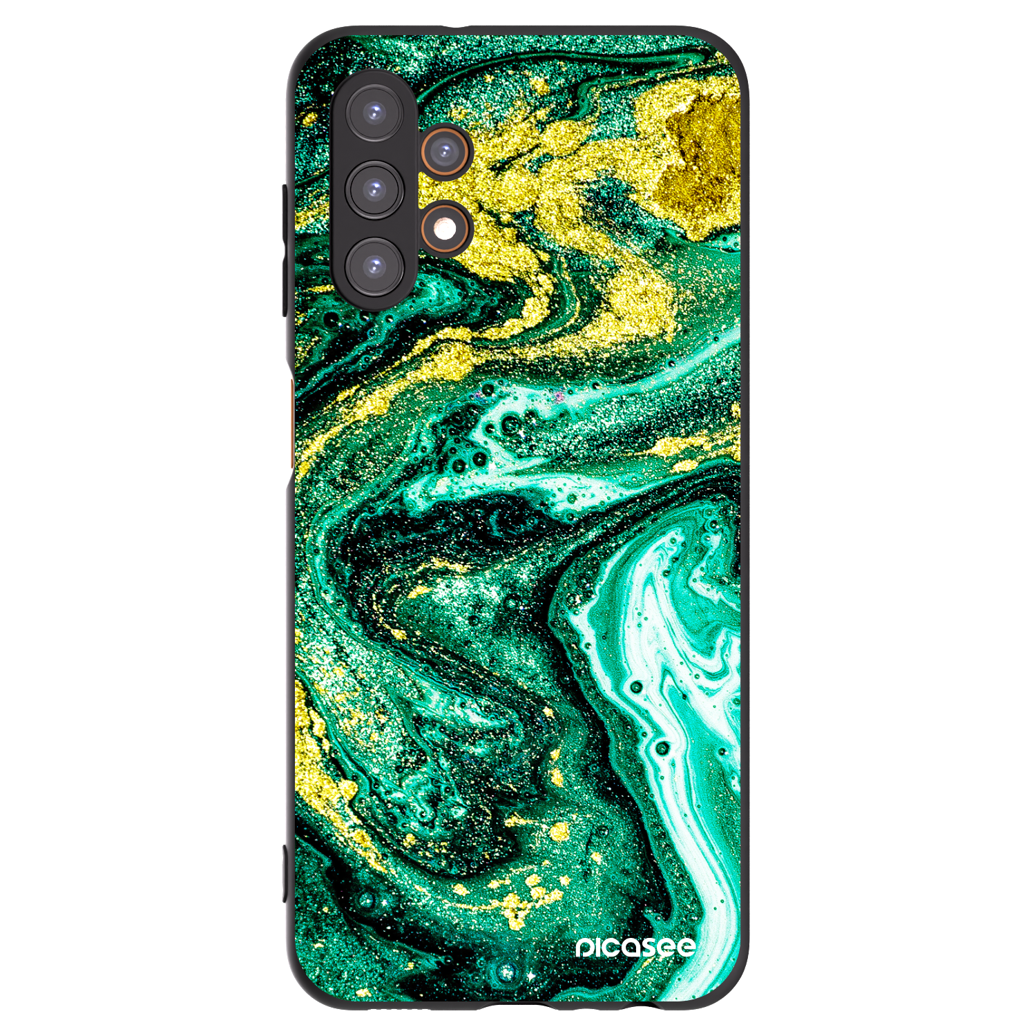 Picasee Samsung Galaxy A13 4G A135 Hülle - Schwarzes Silikon - Green Gold