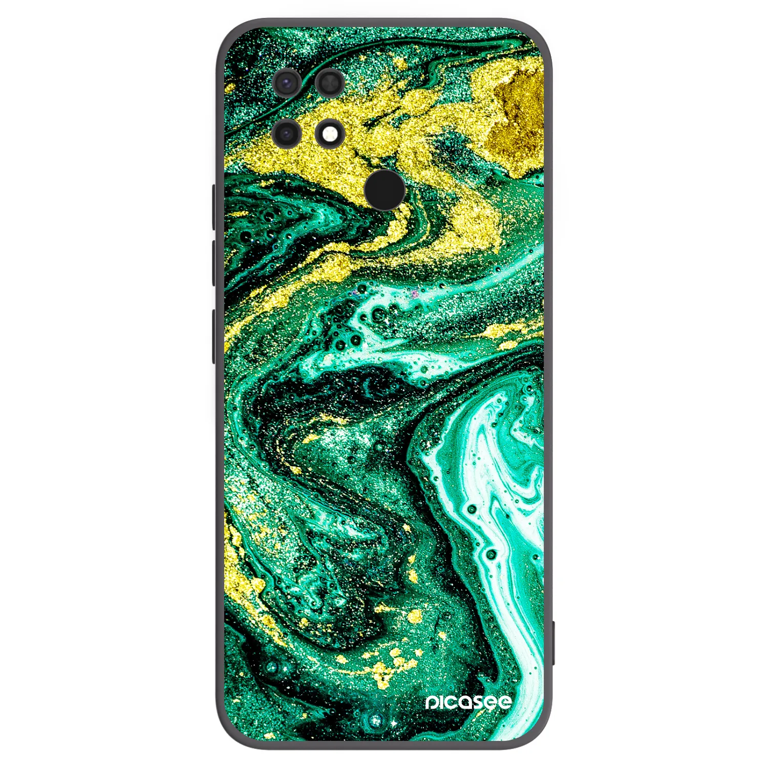 Picasee Xiaomi Redmi 10C Hülle - Schwarzes Silikon - Green Gold