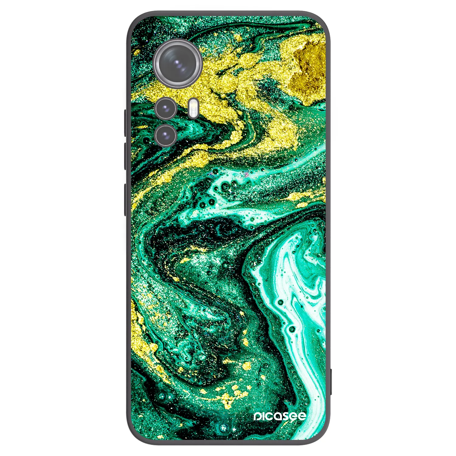 Picasee Xiaomi 12X Hülle - Schwarzes Silikon - Green Gold